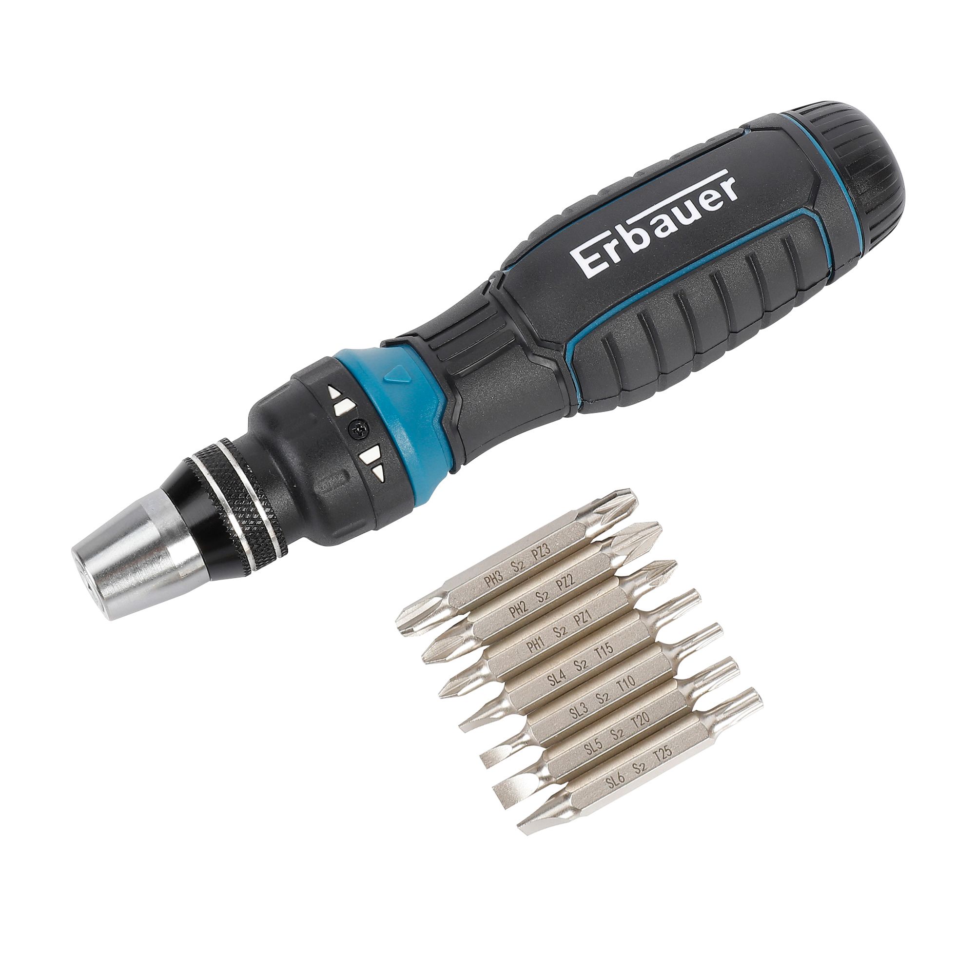 Erbauer Ratchet Screwdriver & Bit Set 8 Pieces