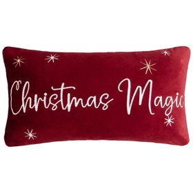 Christmas Magic Velvet Slogan Cushion