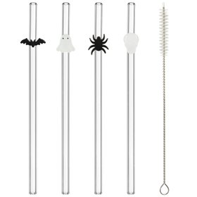 4pk Halloween Glass Drinking Straws