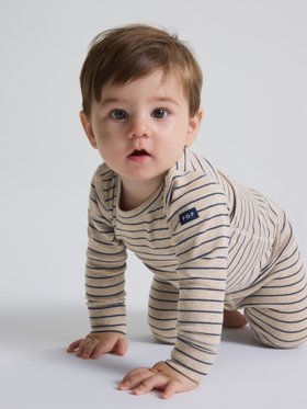 SS26 PO.P Stripe Baby Bodysuit - Beige Stripe