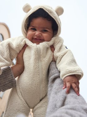 SS26 Baby Pile Teddy Sherpa Fleece Overall NIMBUS - Cream