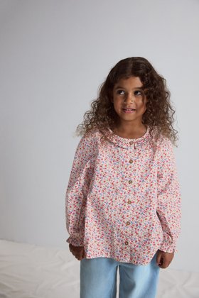 SS26 Kids Long Sleeve Blouse - Flower Garden Print