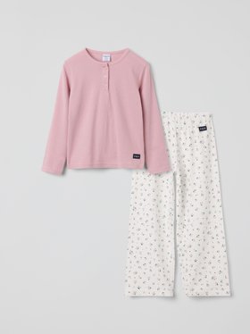 Kids Organic Cotton Pyjamas Pointelle Pink Floral
