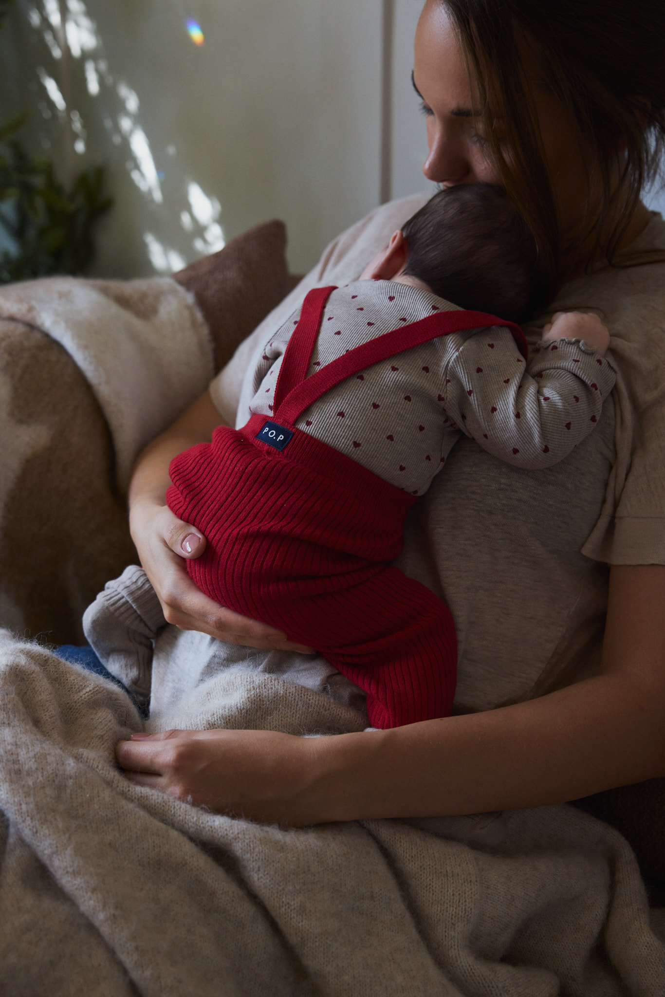 Baby Knit Overalls Festive Red