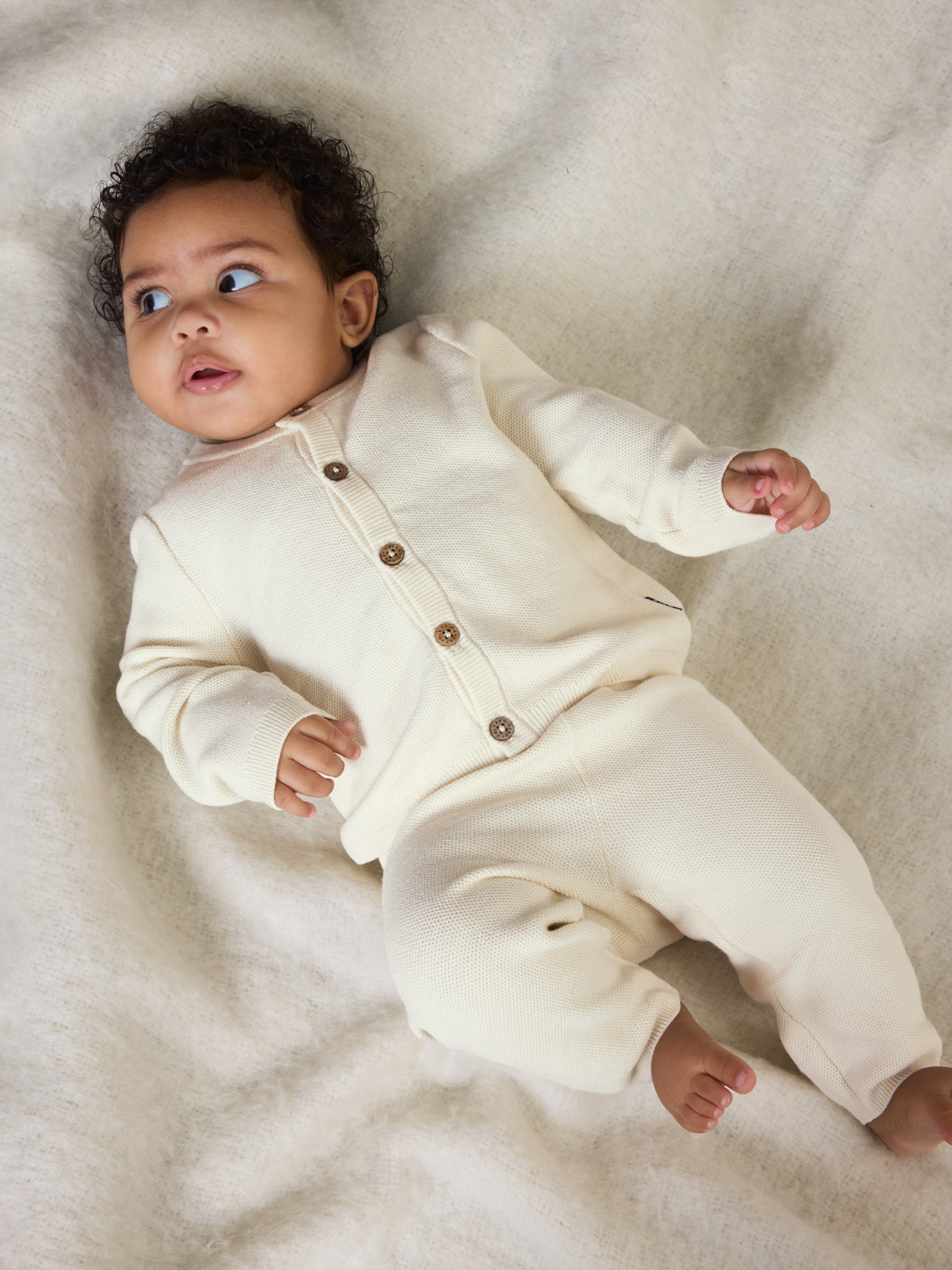 SS26 PO.P Cream Knitted Baby Cardigan