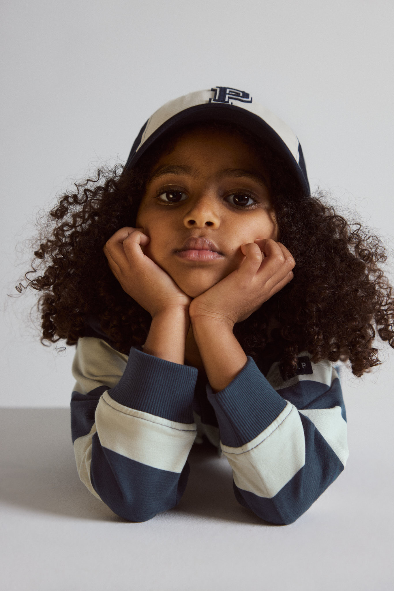 SS26 Kids Long Sleeve Rugby Shirt - Navy and Beige Stripe