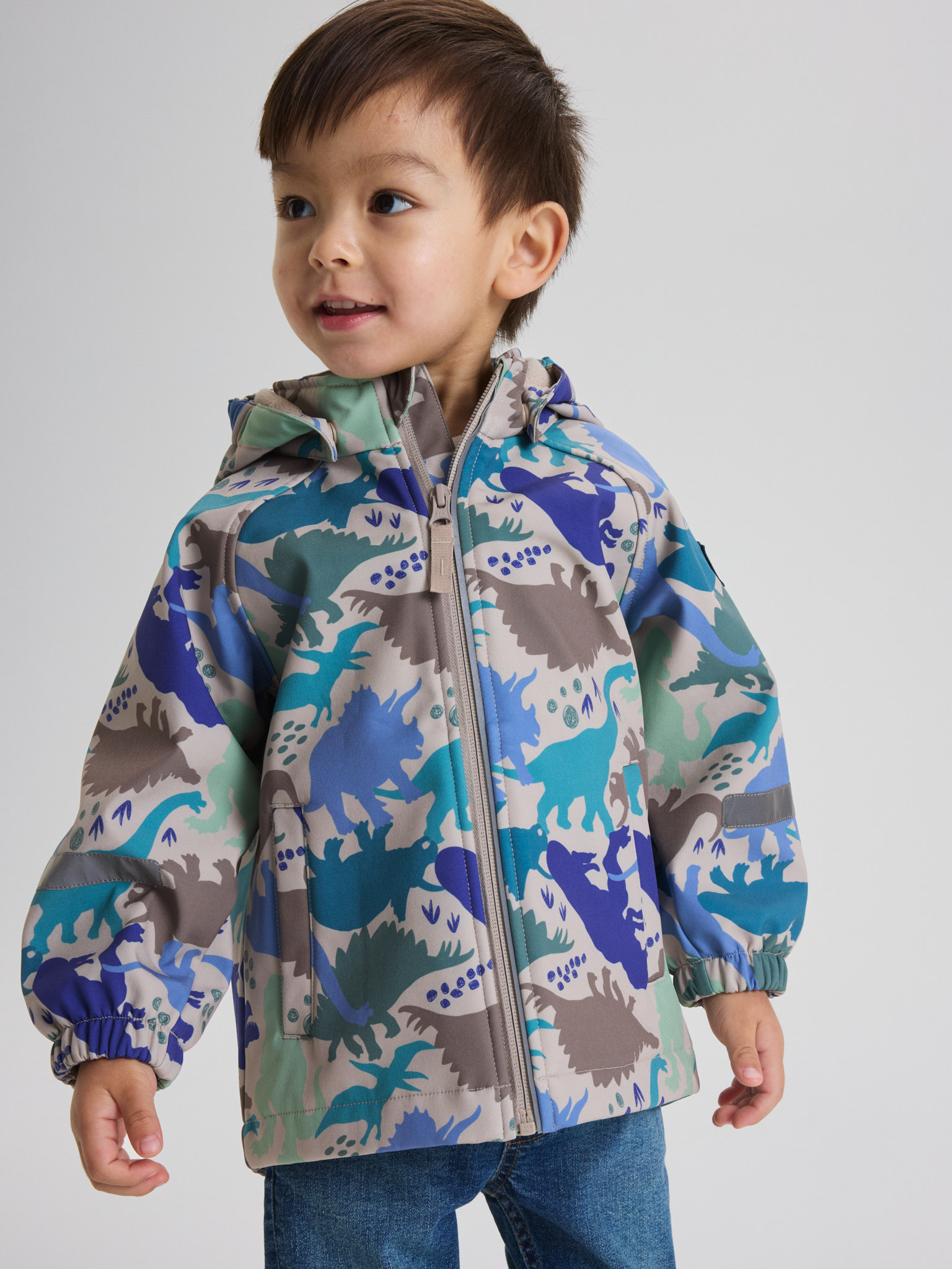 SS26 Kids Waterproof Soft Shell Jacket - Dinosaurs