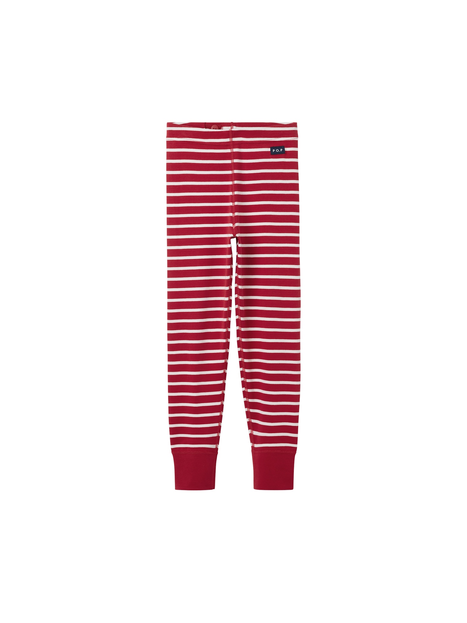 Kids Organic Cotton Striped Leggings - Red