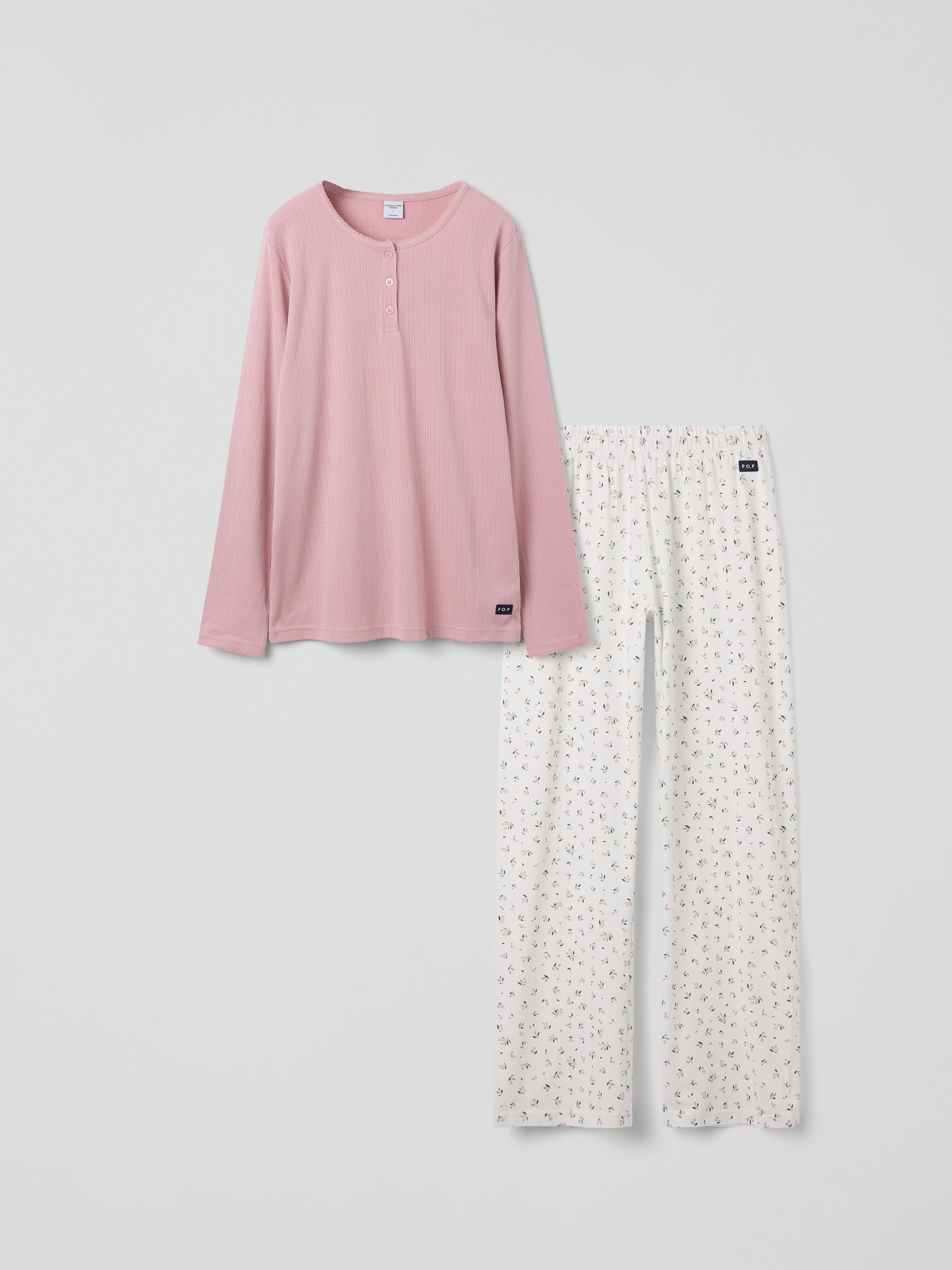 Adult Organic Cotton Pyjamas Pointelle Pink