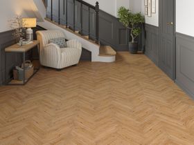 Lusso Genoa Natural Brushed and Lacquered Rustic Herringbone Solid Oak Flooring
