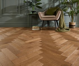Herringbone Engineered Oak Flooring Chesil Smoked Brushed 70mm x 18mm