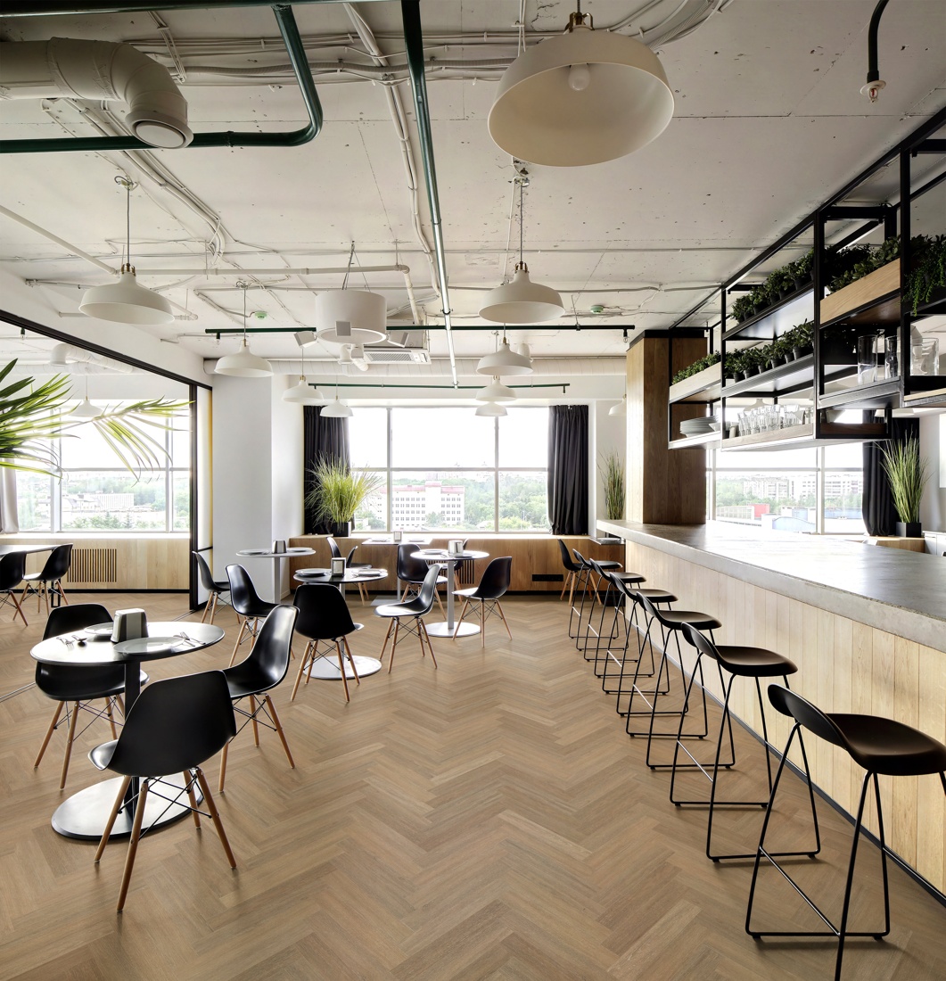 Lusso Bari Classic Oak Herringbone Glue Down LVT Vinyl Flooring