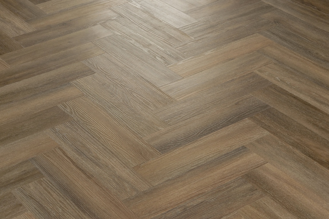Lusso Bari Classic Oak Herringbone Glue Down LVT Vinyl Flooring