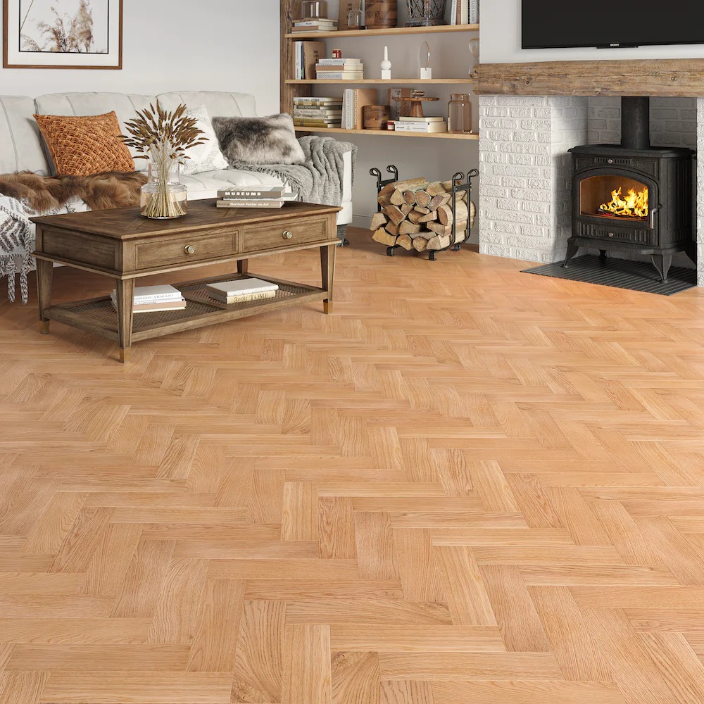 Lusso Carrara Luxe Oak Herringbone Engineered Wood Flooring