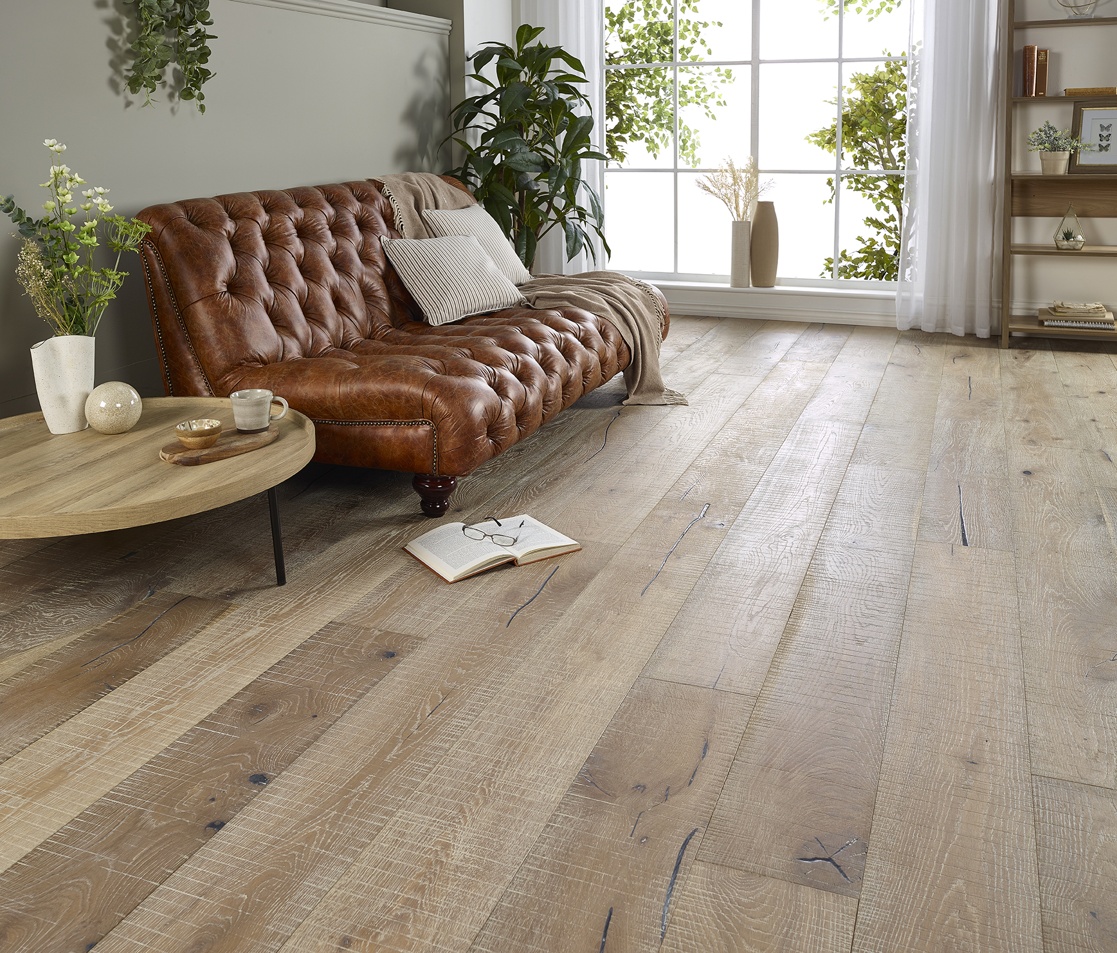 Lusso Trento Distressed Oiled Grey Sawn Engineered Oak 220mm