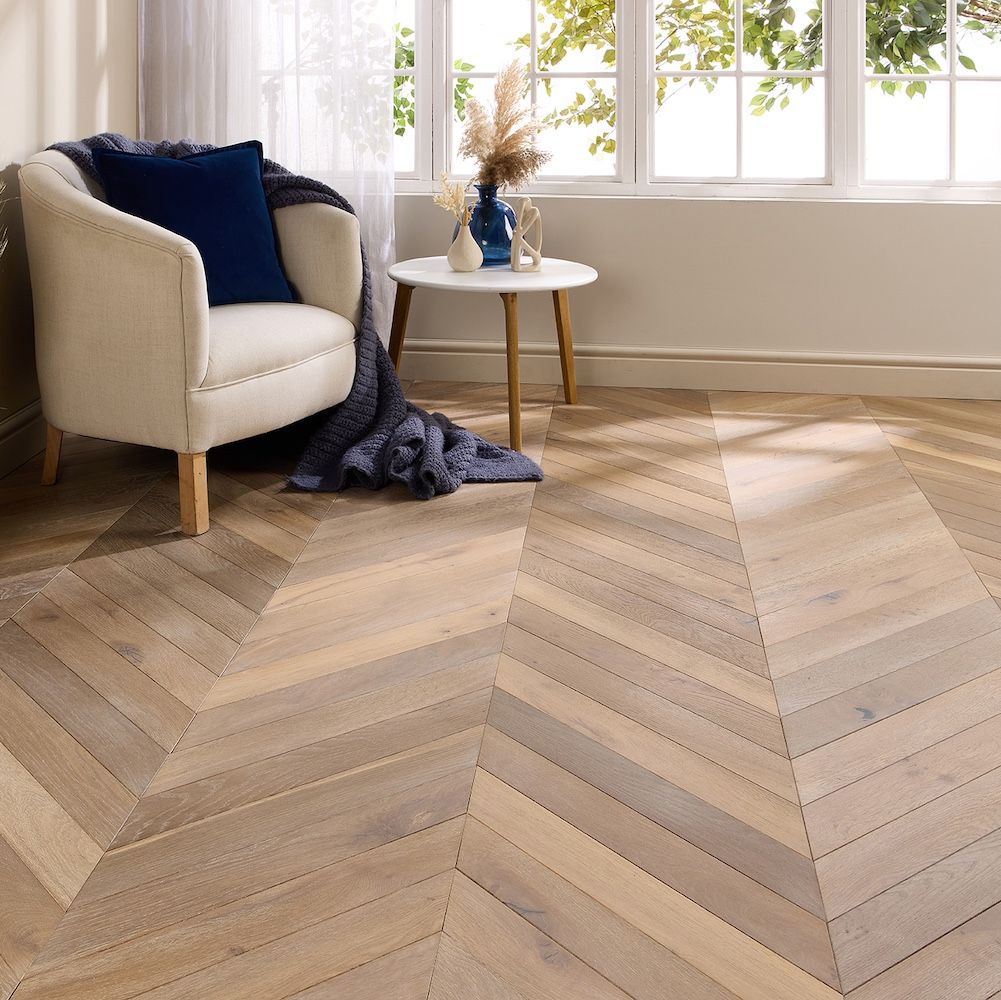 Lusso Palermo Ashen Oak Chevron Engineered Flooring