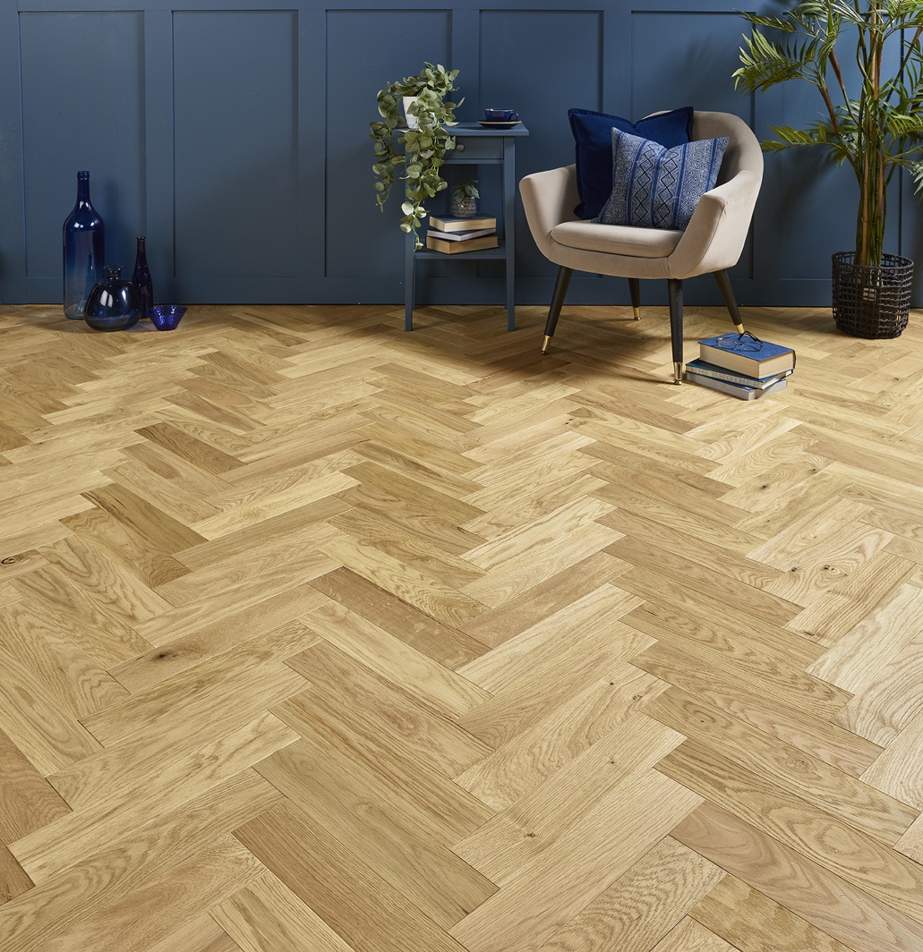 Herringbone Engineered Oak Flooring Malham Warm Brushed & Oiled 90mm x 14mm