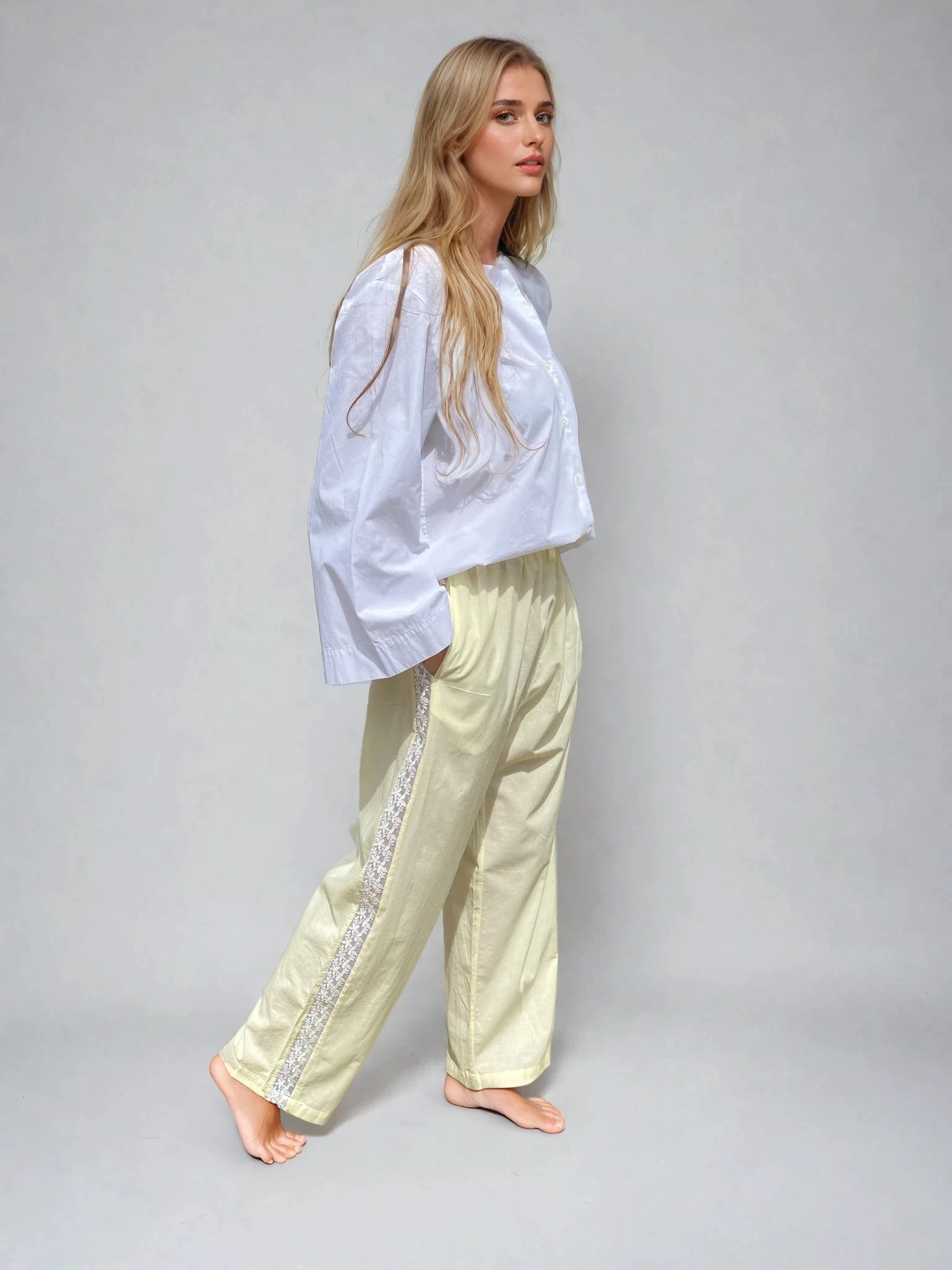 New! Lucine Pyjama Trousers, Organic Cotton with trim