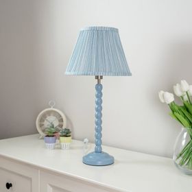 Birdie Bobbin Powder Blue Table Lamp with Blue Stripe Shade