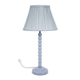 Birdie Bobbin Powder Blue Table Lamp with Blue Stripe Shade