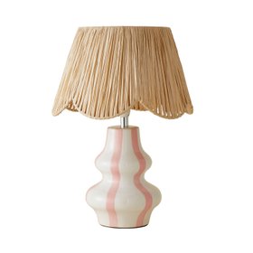 ValueLights Pink Striped Ceramic Table Lamp