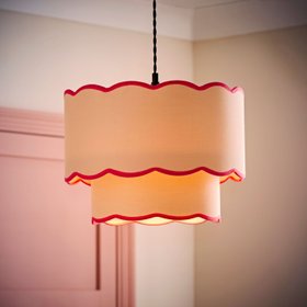 ValueLights 2 Tier Pink Trim Scalloped Shade