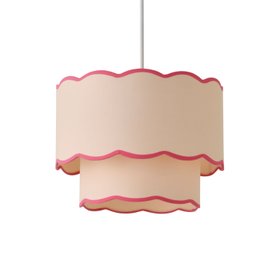 ValueLights 2 Tier Pink Trim Scalloped Shade