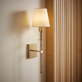 Kincaid Antique Brass Rechargeable LED Wall Light with White Shade