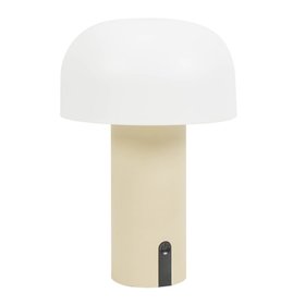 Calhoun IP44 LED Rechargeable Mushroom Table Lamp in Natural