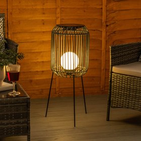 ValueLights Solar Rattan Tripod Floor Lamp