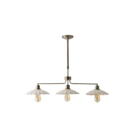 3 Drop Brushed Brass Ceiling Light With Scalloped Shades