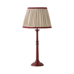 Clara Burgundy Candlestick Table Lamps with Pleated Linen Shade