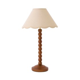 Bobbles Walnut Bobbin Table Lamp with Natural Trim Scallop Shade