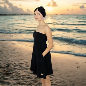 Classic Black  Dry Dolly Towel Dress & Head Towel