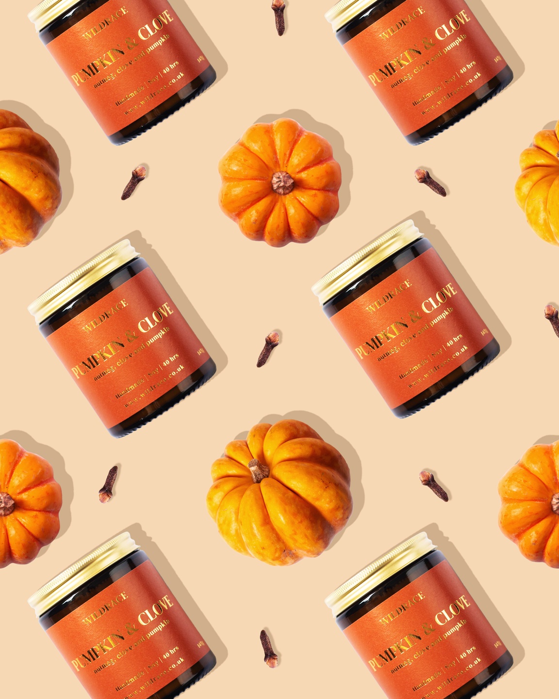 Pumpkin And Clove Candle Flatlay