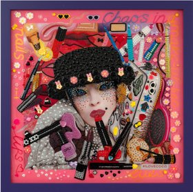"Chaos In Makeup Bag" by Elizabeth Bessant resin artwork