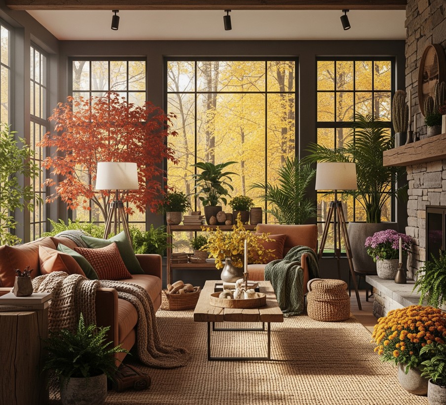 Biophilic Designed Autumnal Living Room