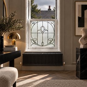 Privacy Window Film, Art Nouveau Frosted Tulip Design