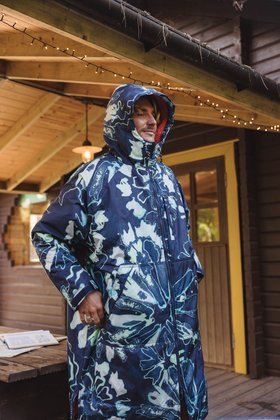 Waves Recycled Sherpa Lined Changing Robe, Frost Rich Navy