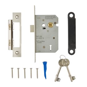 Smith & Locke Fire Rated 3 Lever Nickel-Plated Mortice Sashlock