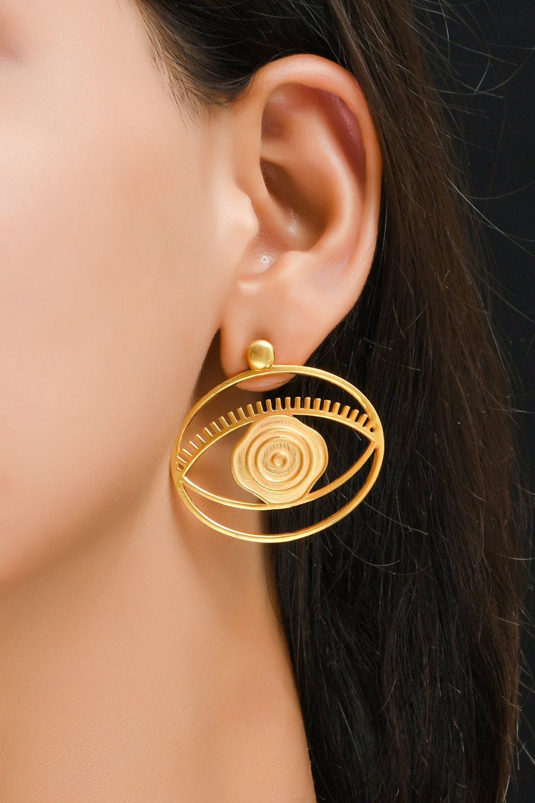 Evil Eye Stud + Hoop Earrings Large - Gold