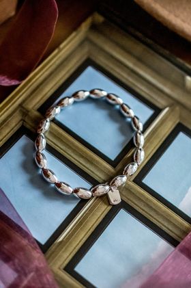 Sterling Silver Oval Beaded Bracelet
