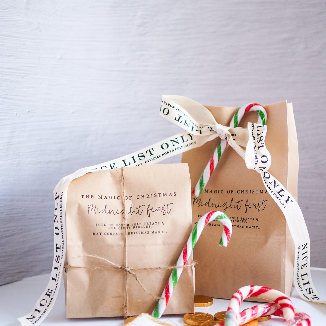 Midnight feast letter press gift bags