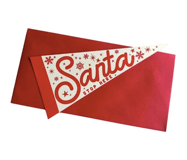Santa stop here pennant card