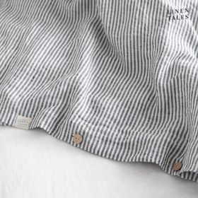 100% Premium European Linen Duvet Set – Effortlessly Chic, Naturally Soft - Thin Black Stripe