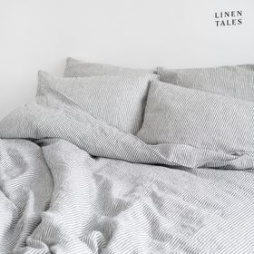 100% Premium European Linen Duvet Set – Effortlessly Chic, Naturally Soft - Thin Black Stripe