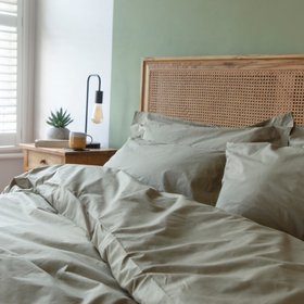 270TC Organic Cotton Percale Fitted Sheet – Crisp & Cozy with Certified Softness - Sea Fern