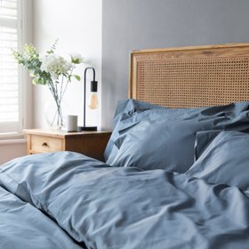 270TC Organic Cotton Percale Fitted Sheet – Crisp & Cozy with Certified Softness - Sargasso Blue