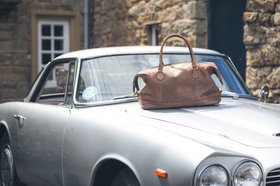 Hutton Medium Leather Holdall, Chocolate Brown