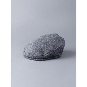 Harris Tweed Men's Flat Cap in Black - Small